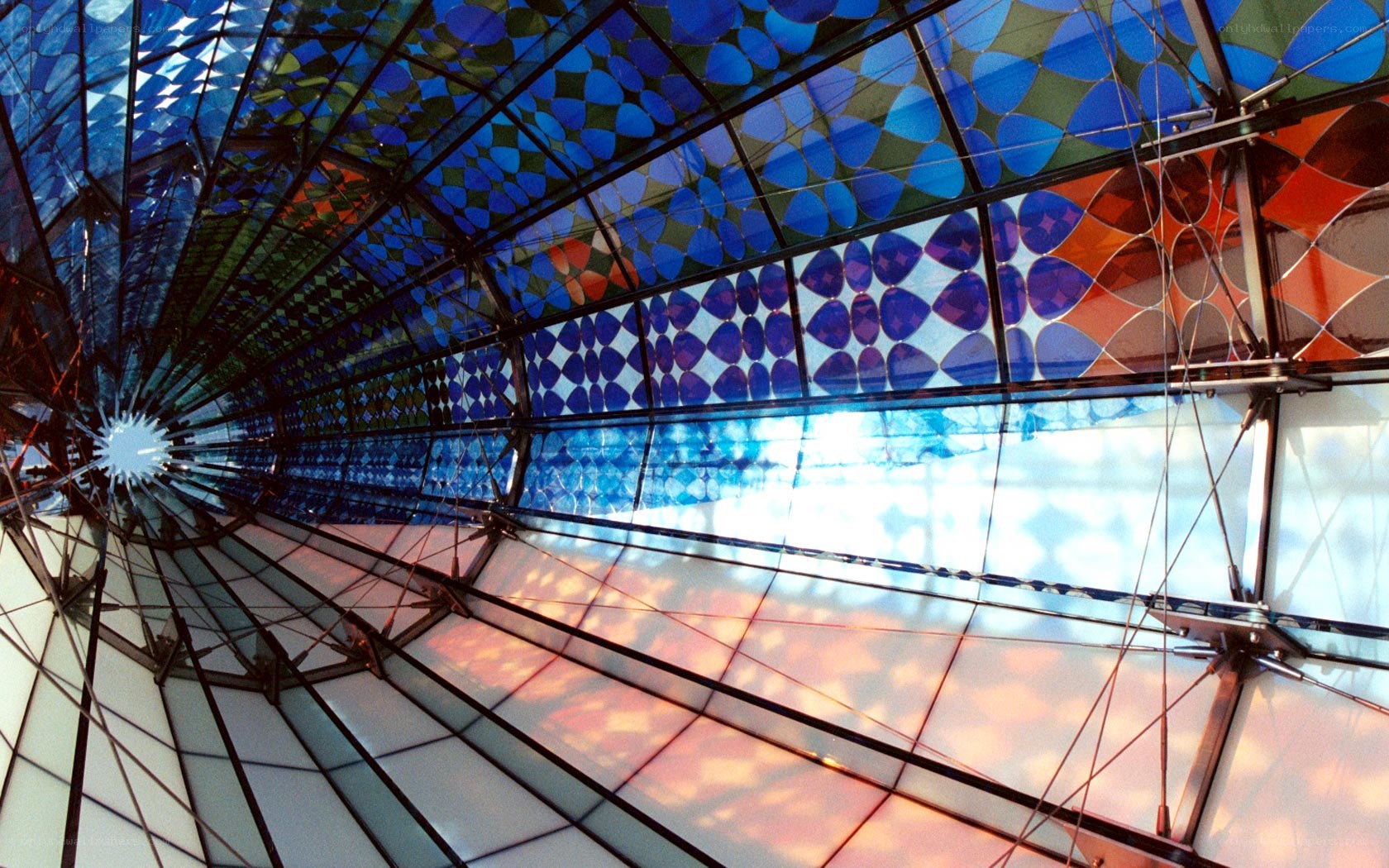 Colorful stained glass ceiling