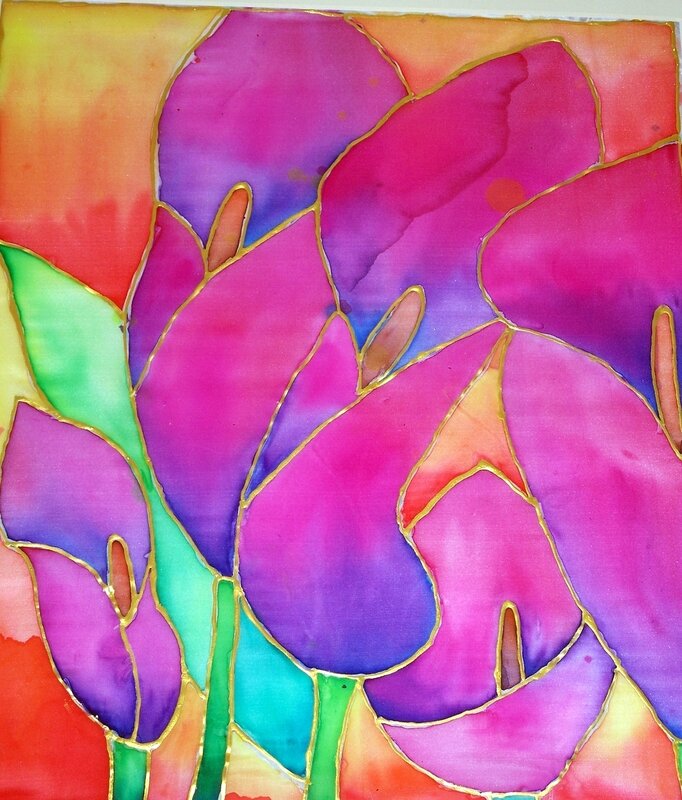 Colorful stained glass flowers