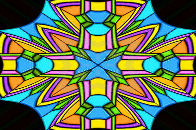 Colorful Stained Glass Pattern — Blue