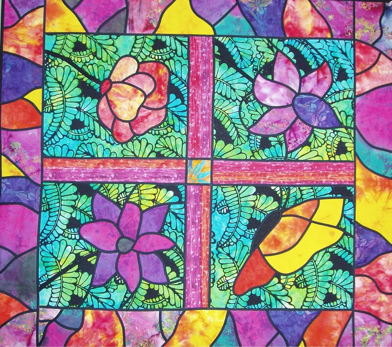 colorful stained glass quilt