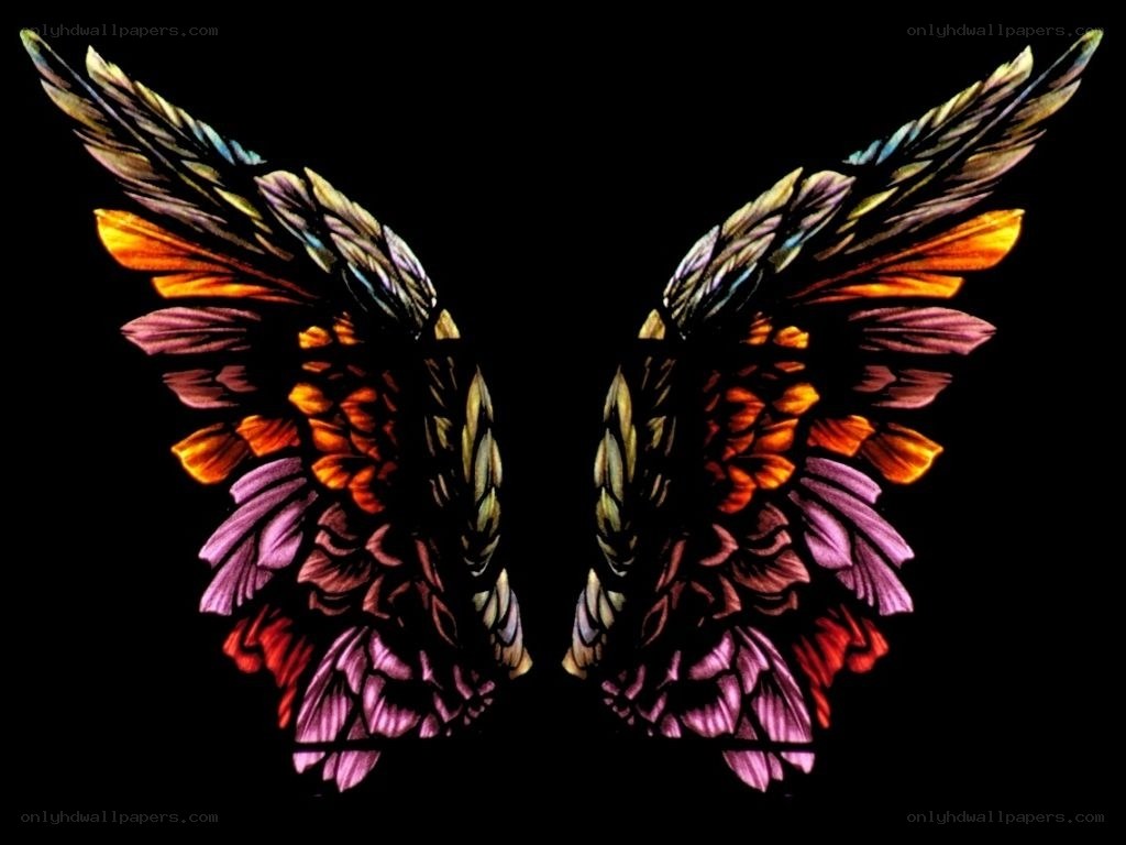 colorful stained glass wings