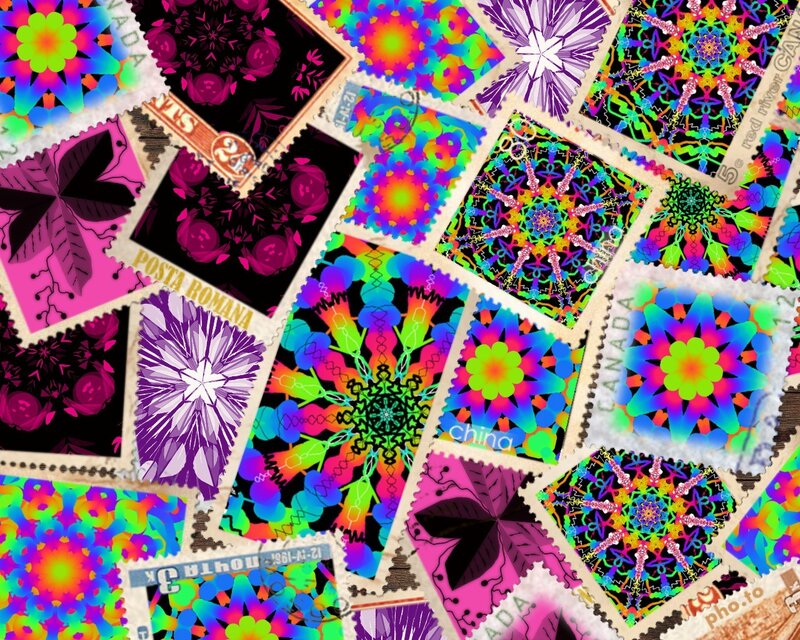Colorful Stamp Collage