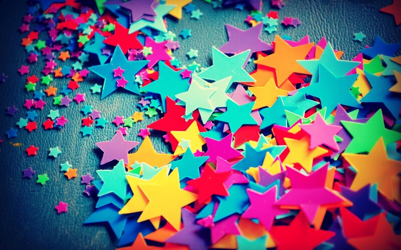 Colorful Star Confetti — Blue, Festive