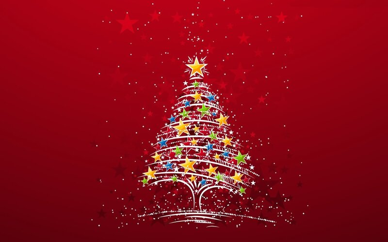 Colorful Star-decorated Tree — Red