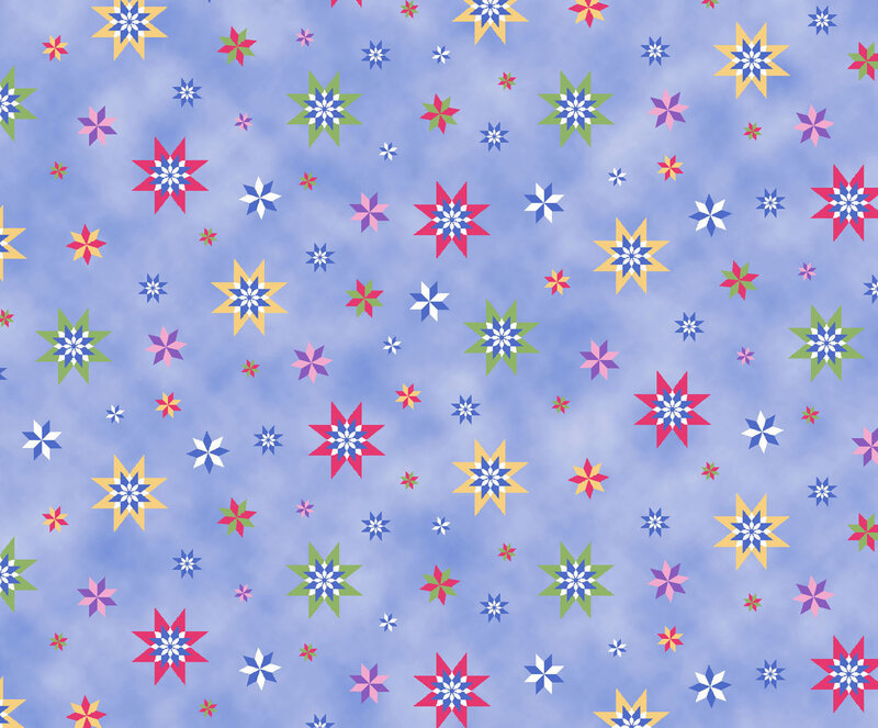 colorful star pattern on blue
