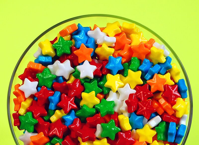 Colorful Star-shaped Candies — Yellow, Vibrant