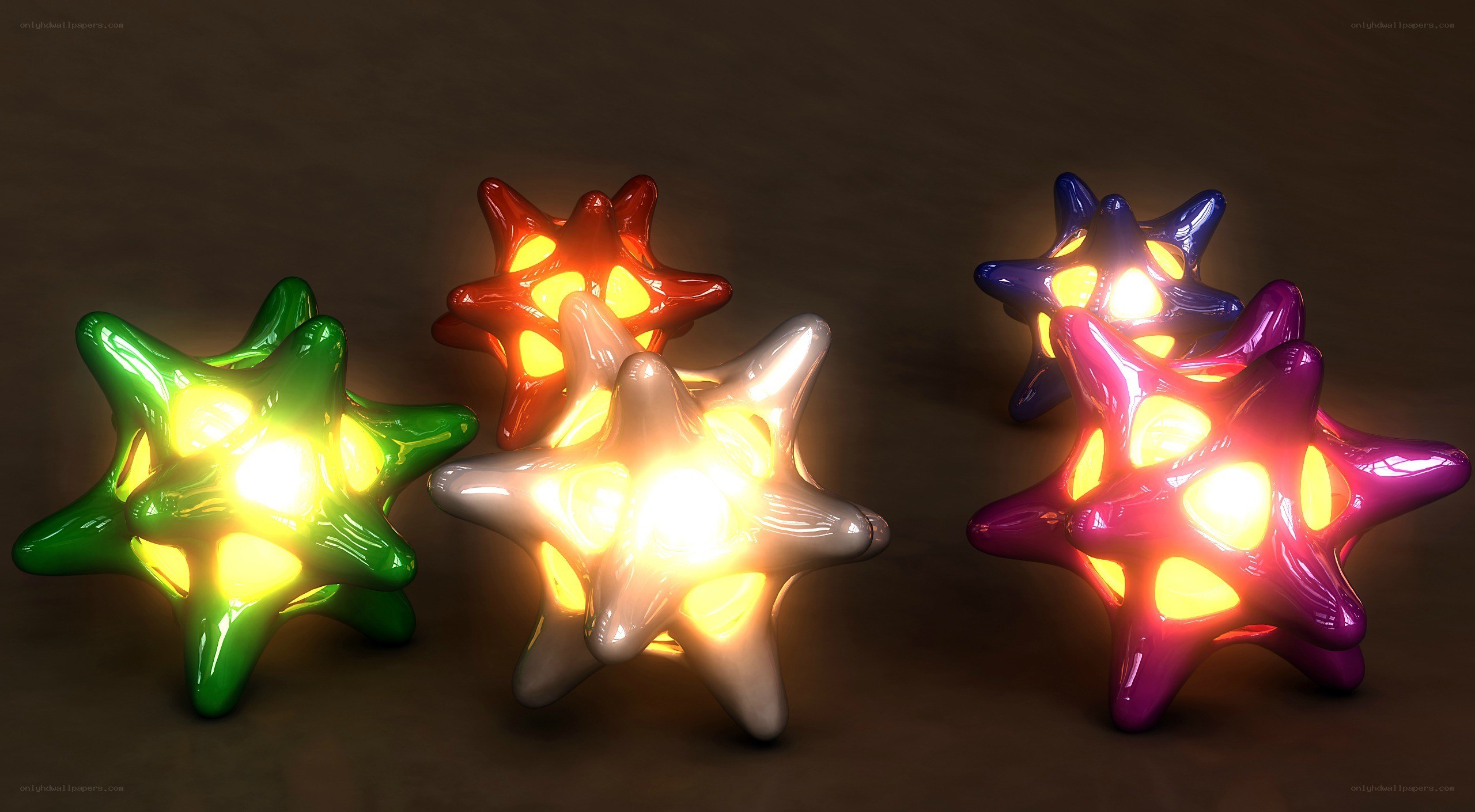 colorful star-shaped lamps