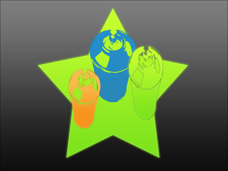 colorful star with cups