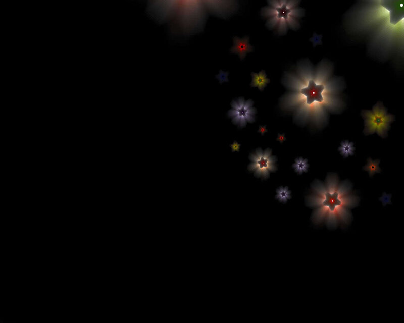 colorful starbursts on black