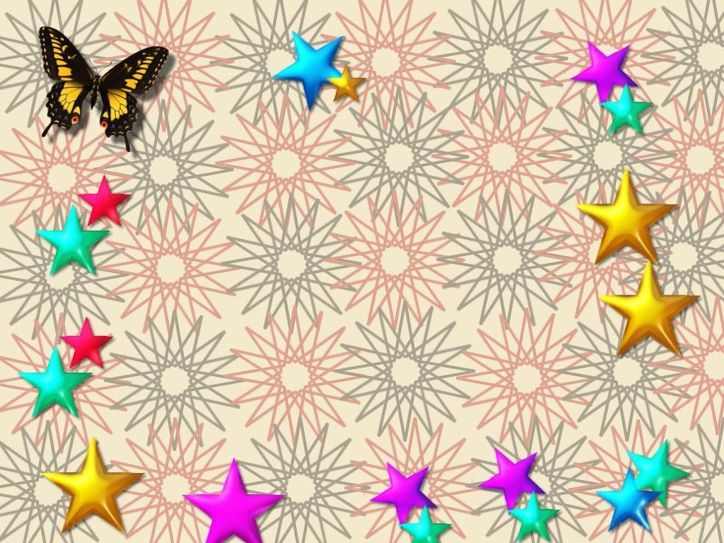 colorful stars and butterfly pattern
