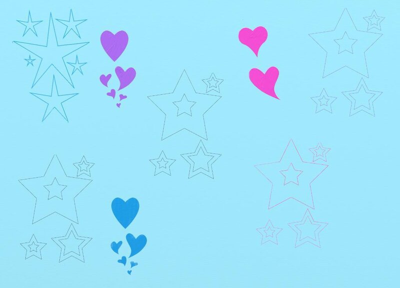 colorful stars and hearts