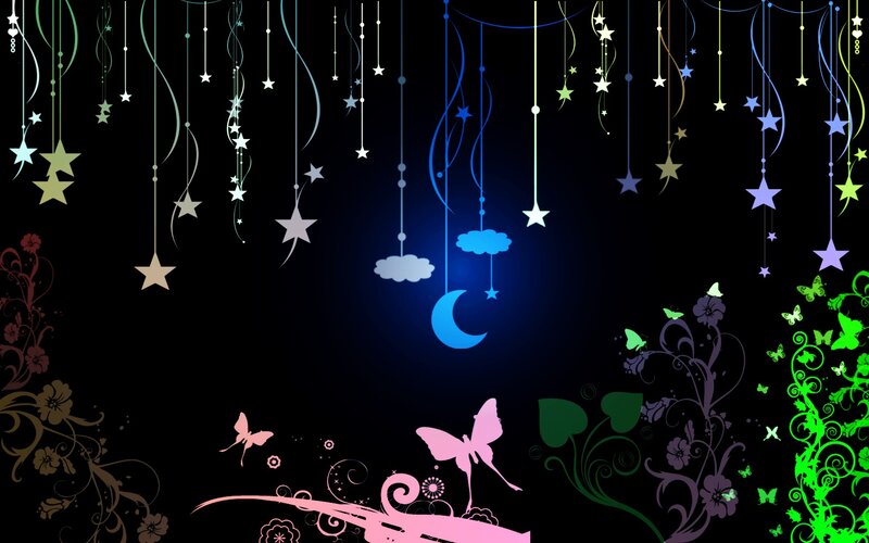 Colorful Stars and Moon