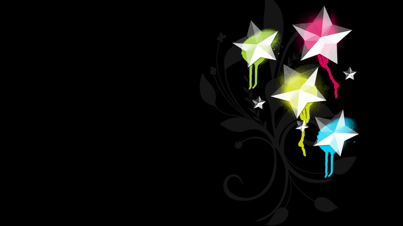 Colorful Stars on Black — Vibrant