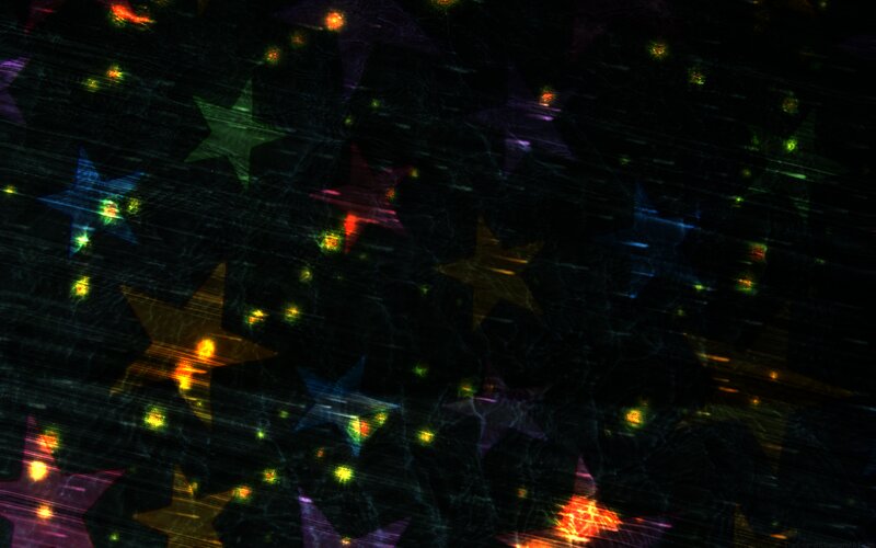 Colorful Stars on Dark Background — Black