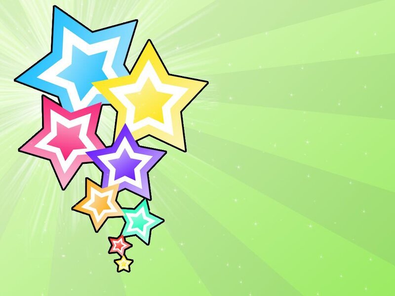 colorful stars on green background