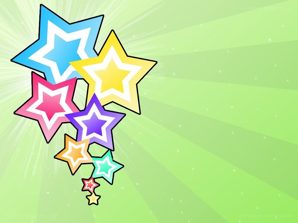 colorful stars on green background