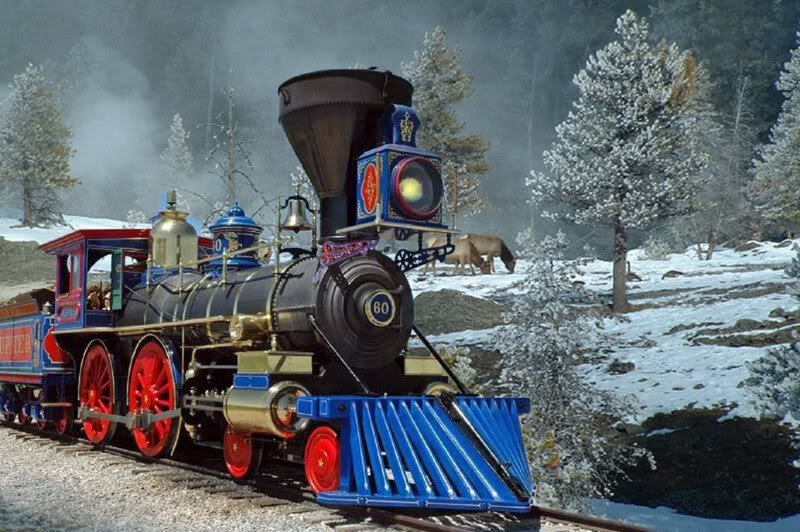 Colorful Steam Train — Blue