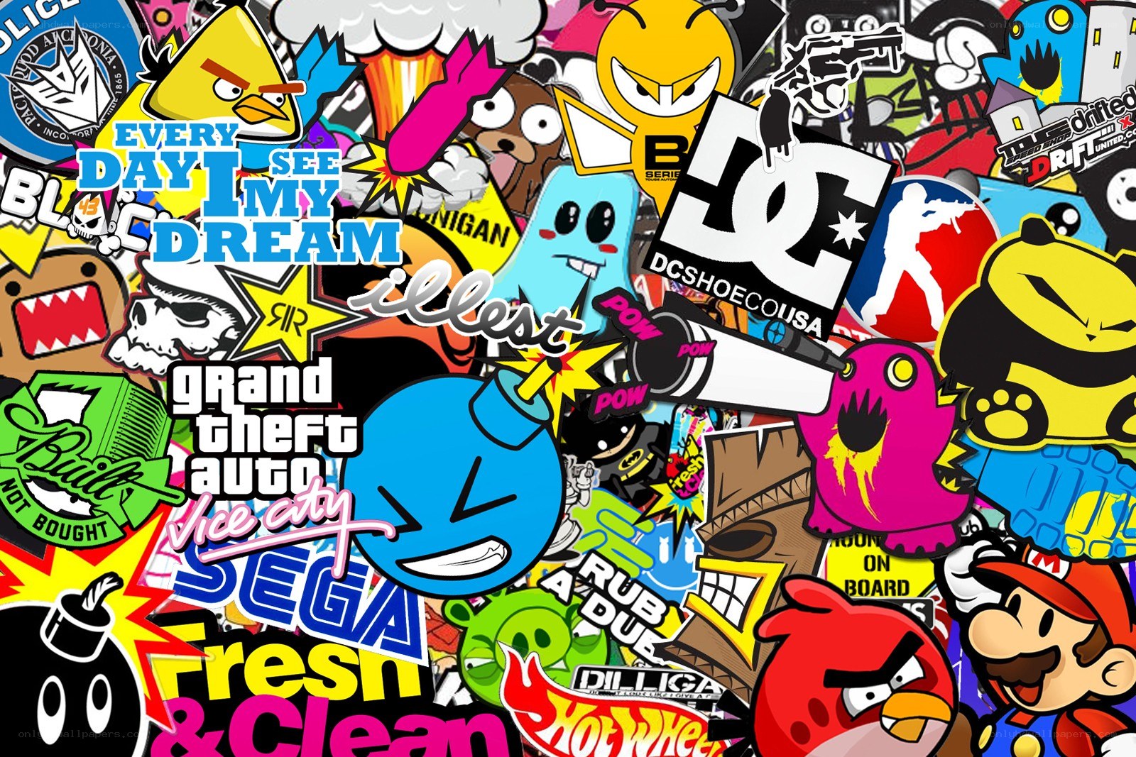 colorful sticker collage