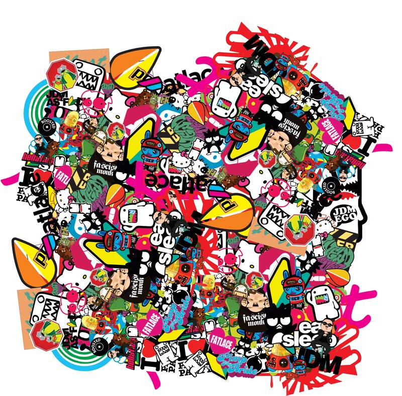 Colorful Sticker Collage — Pink