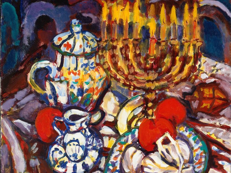 Colorful still life with menorah