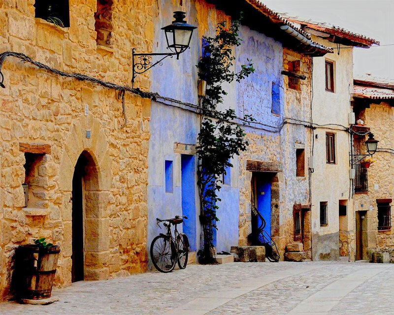 colorful stone buildings in a village