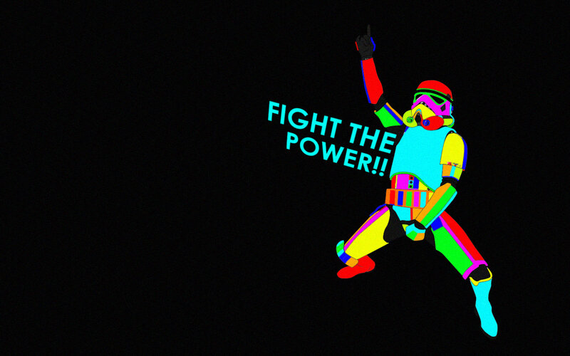 Colorful stormtrooper protest