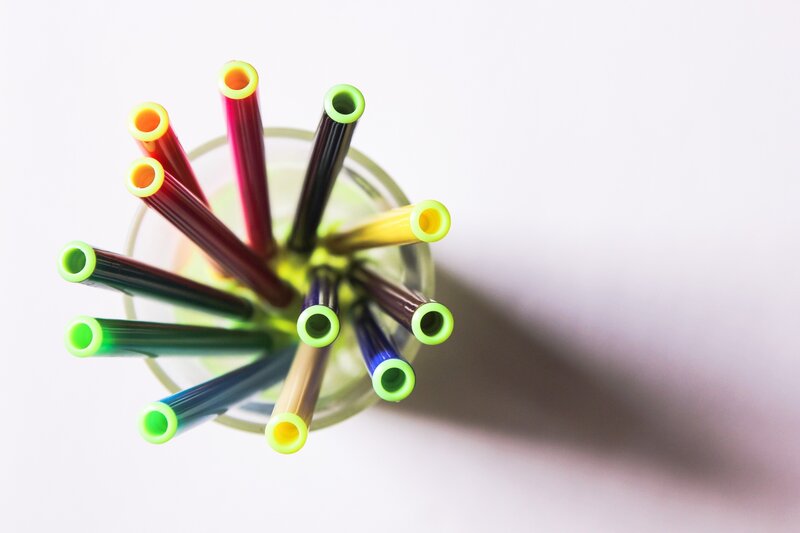 Colorful Straws in Cup