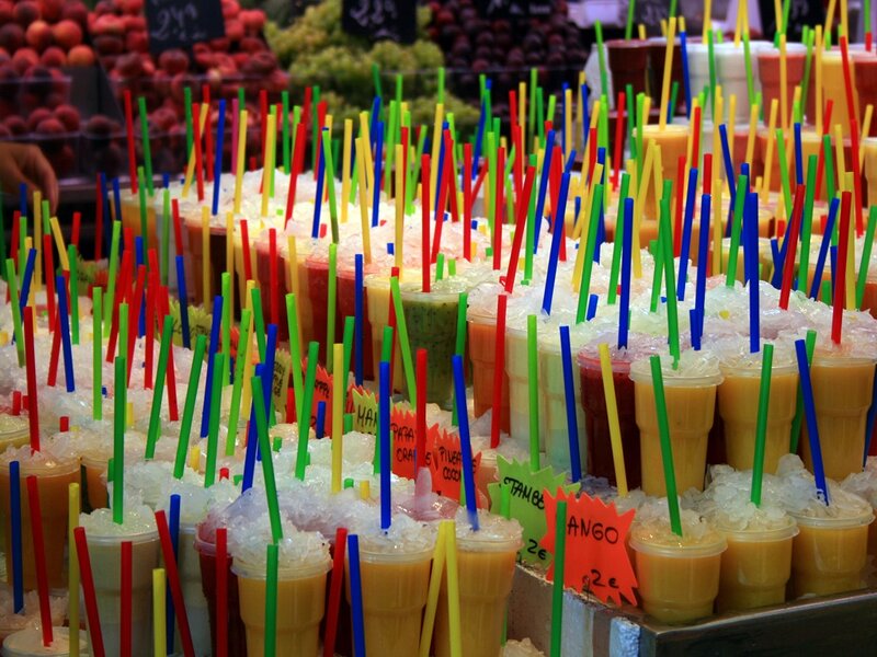 Colorful Straws in Drinks