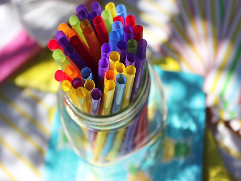 Colorful Straws in Jar