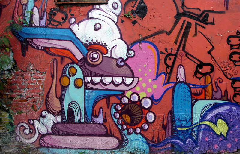 colorful street art mural