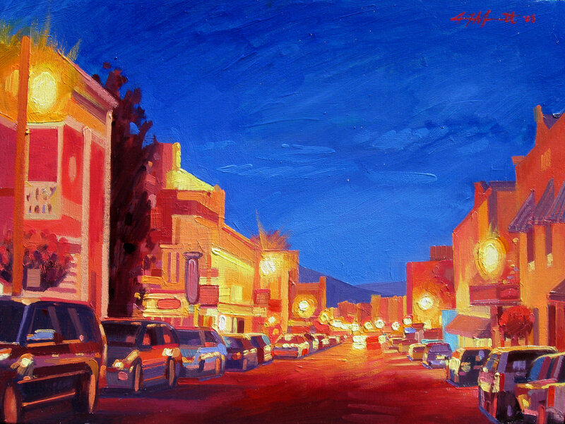 Colorful street at night
