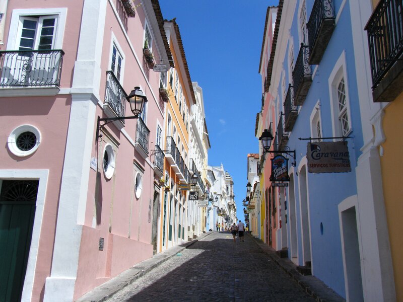 Colorful street in historic district