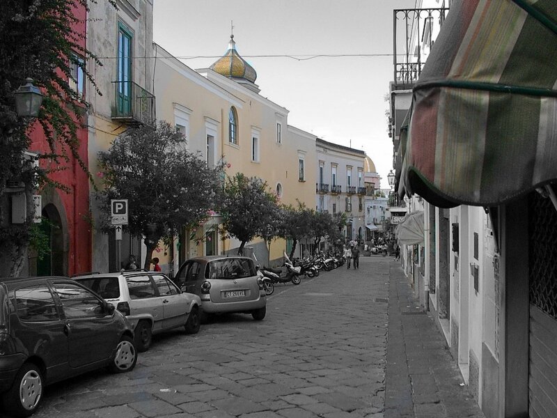 colorful street in naples