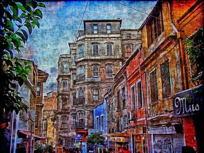 Colorful street in old city