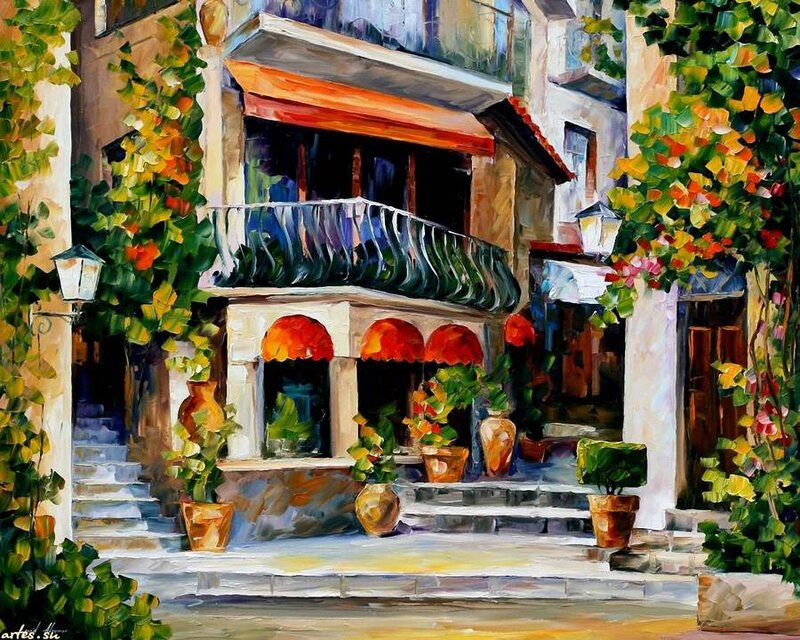 Colorful Street Scene — Green