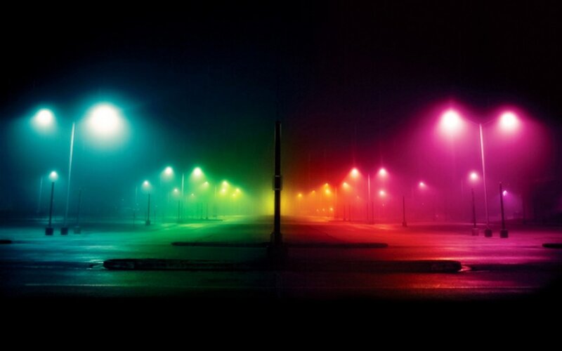 colorful streetlights at night