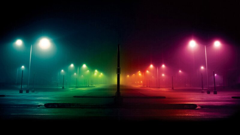 colorful streetlights at night