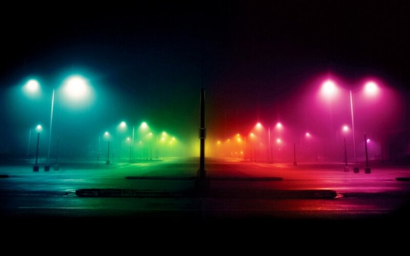 Colorful Streetlights at Night — Dramatic