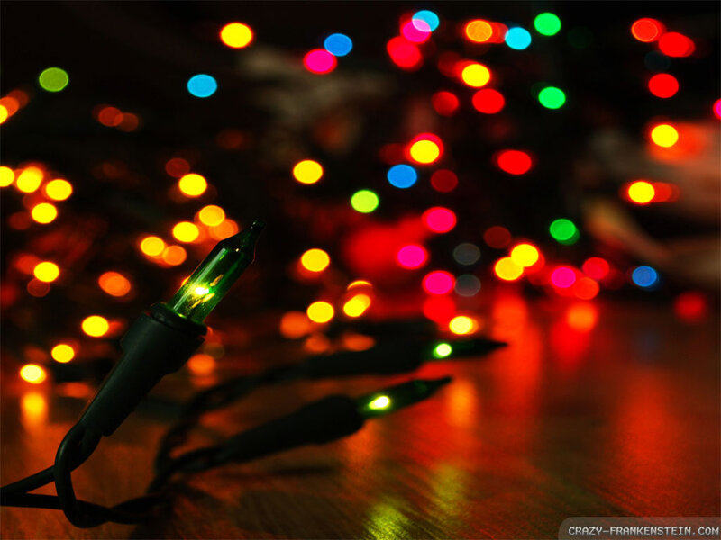 Colorful String Lights — Red, Festive, Night, Photograph, Wooden Surface