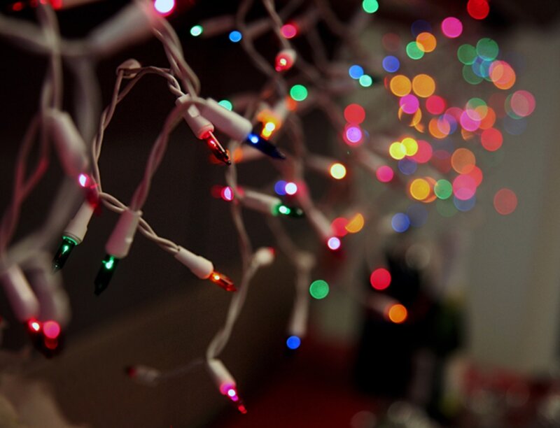 Colorful String Lights — Red, Festive, Night
