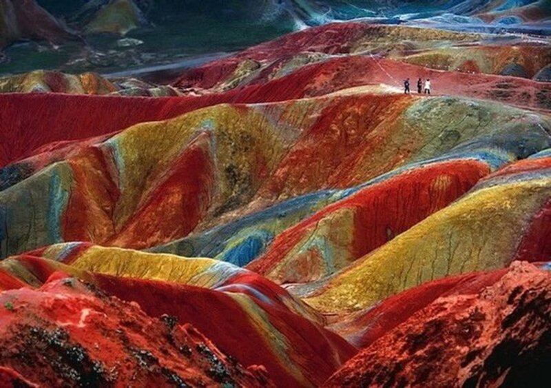 Colorful Striped Hills — Red, Dramatic