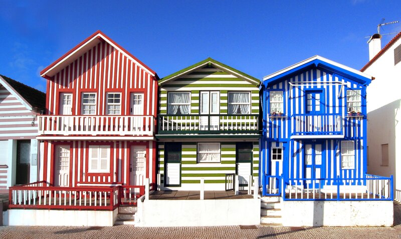 Colorful Striped Houses — Red
