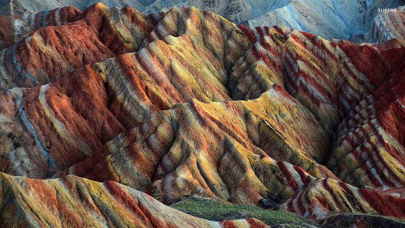 Colorful Striped Mountains — Red, Dramatic, Sunset, Photograph, Rocks