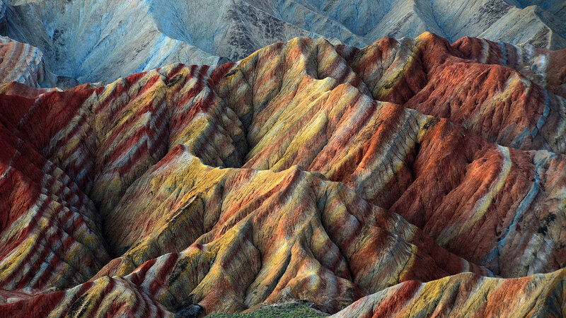 Colorful Striped Mountains — Red, Dramatic, Sunset, Photograph