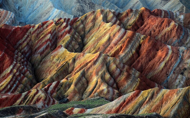 Colorful Striped Mountains — Red, Dramatic, Sunset