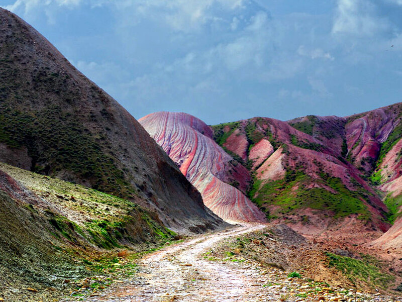 Colorful Striped Mountains — Red