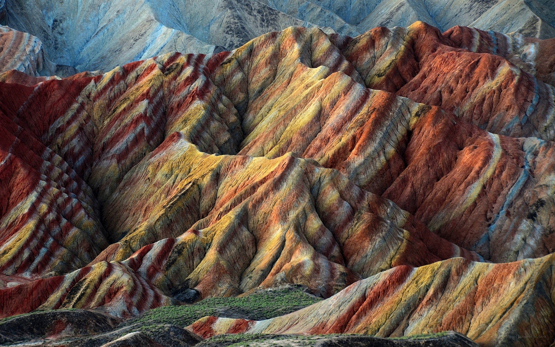 Colorful striped mountains