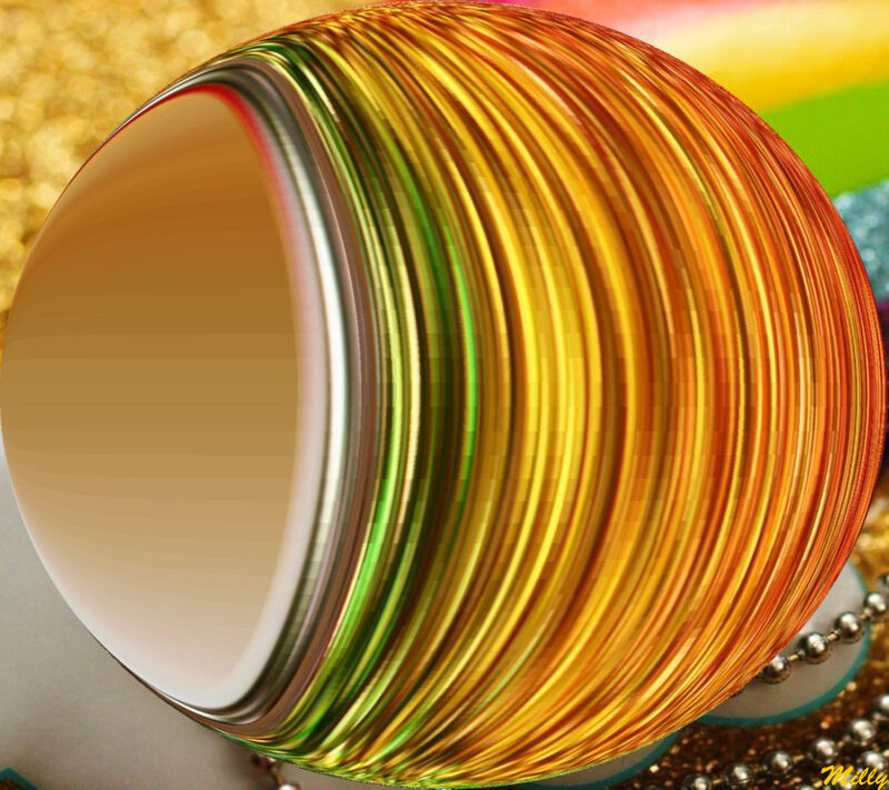 Colorful Striped Sphere — Yellow