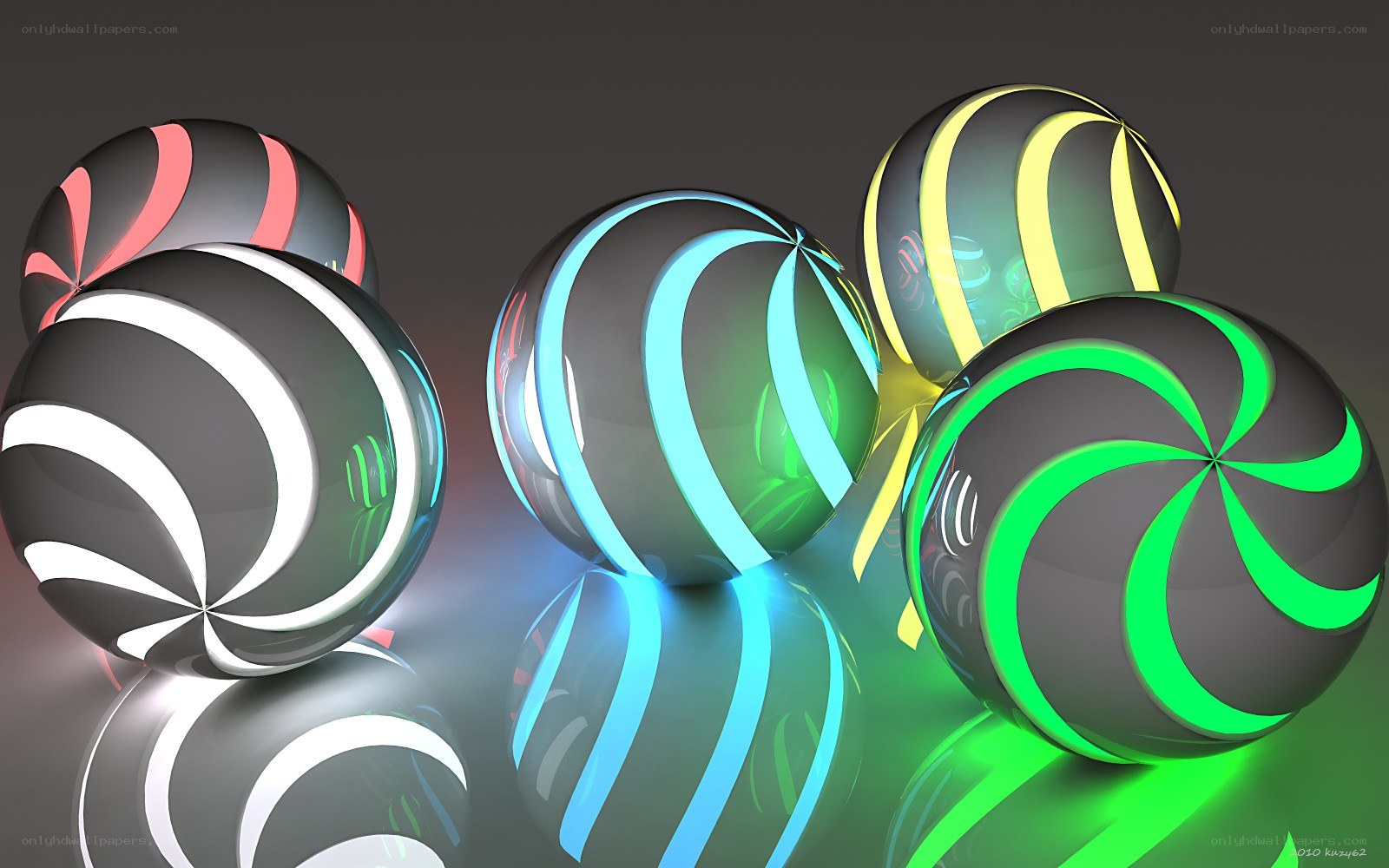 Colorful striped spheres