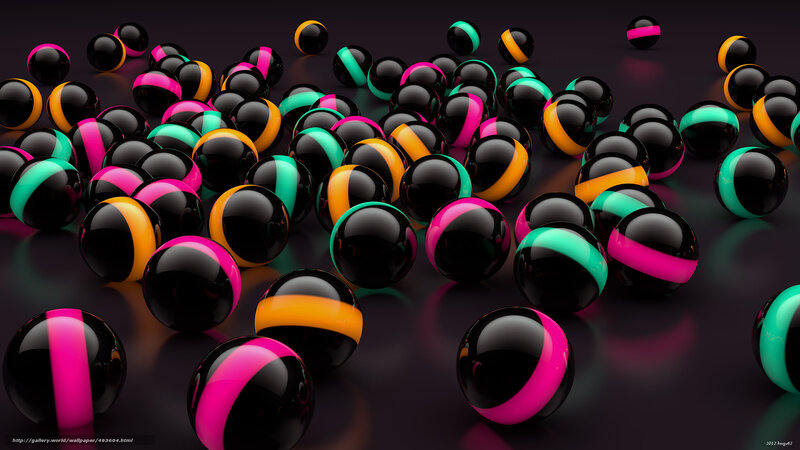 Colorful Striped Spheres — Black, Abstract, 3d Render